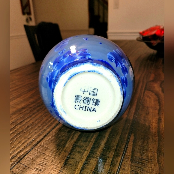 8.5 " Chinese Porcelain Vase Crystalline Glazed Gradient Color Pattern - Picture 5 of 5